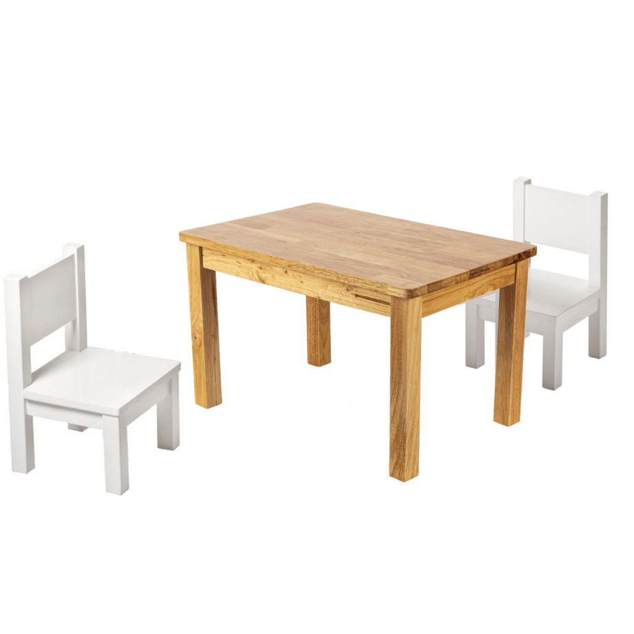 Ensemble Tables et chaises enfant - MONTESSORI - Bois naturel et blanc - 1-4 ans