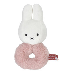 Hochet Anneau Miffy avec grelot - Fluffy Rose - 16cm