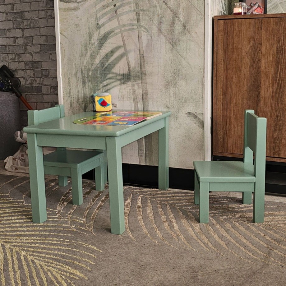 Ma première Tables basse petit enfant bois massif vert sauge bebe MONTESSORI