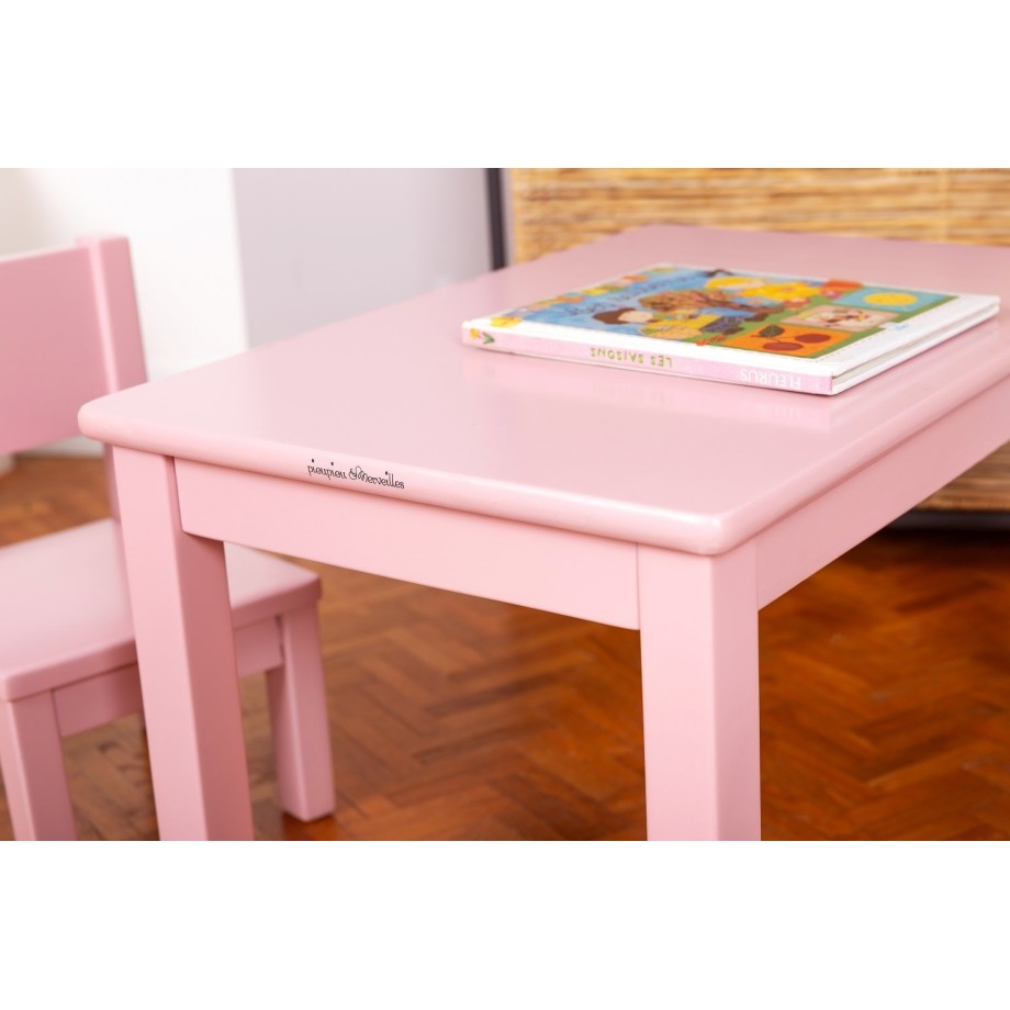 Ma première Tables enfant 1-4 ans bois massif coloris rose bebe MONTESSORI