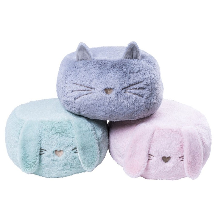 Pouf en peluche pour enfant 1-4 ans - chat gris - Made in France