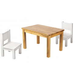 Ensemble Table et Chaises Enfant Montessori - Bois naturel et blanc - 1-4 ans