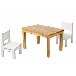 Ensemble Table et Chaises Enfant - Montessori - Bois naturel et blanc - 1-4 ans