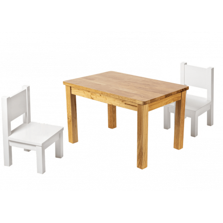 Ensemble Table et Chaises Enfant Montessori - Bois naturel et blanc - 1-4 ans