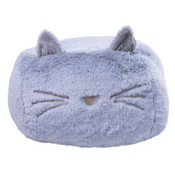 Pouf en peluche pour enfant 1-4 ans - Chat gris - Made in France