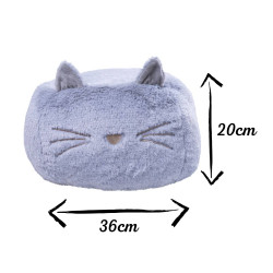 Pouf en peluche pour enfant 1-4 ans - Chat gris - Made in France