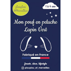 Pouf en peluche pour enfant 1-4 ans - Lapin vert - Made in France