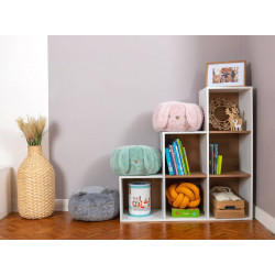 Pouf en peluche pour enfant 1-4 ans - Lapin rose - Made in France