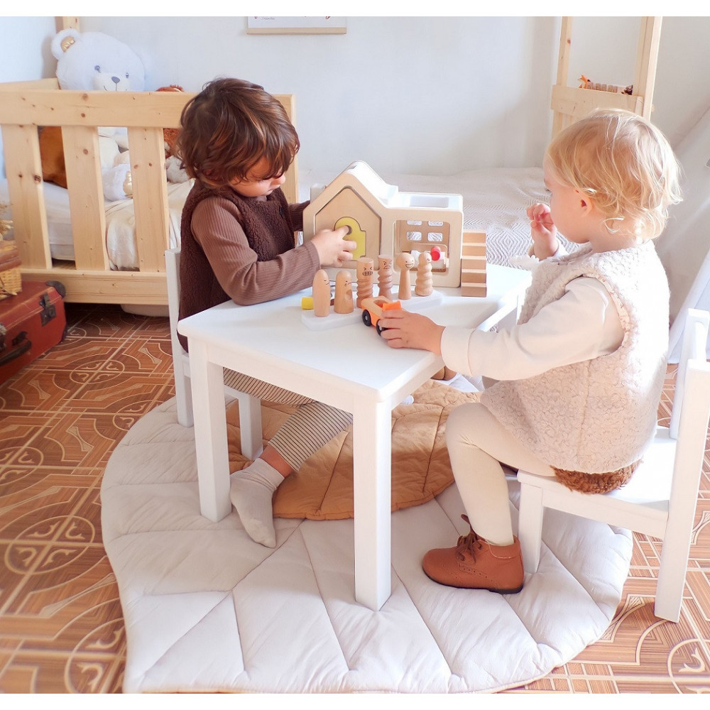 Ensemble Table et Chaises Enfant 12 mois Montessori - Blanc-Fabriqué en  Italie.