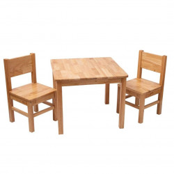 Ensemble Table et Chaises Enfant - En bois - Bois naturel - 4-7 ans