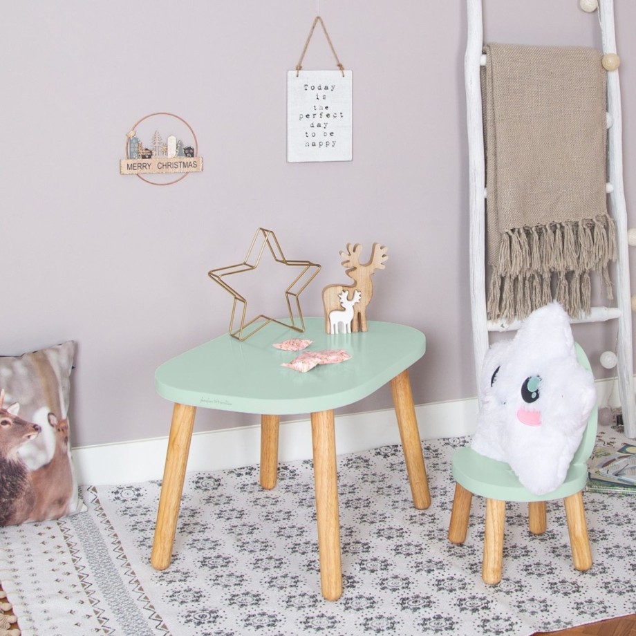 Ensemble Tables et Chaise enfant 12 mois MONTESSORI - OVALINE Vert sauge