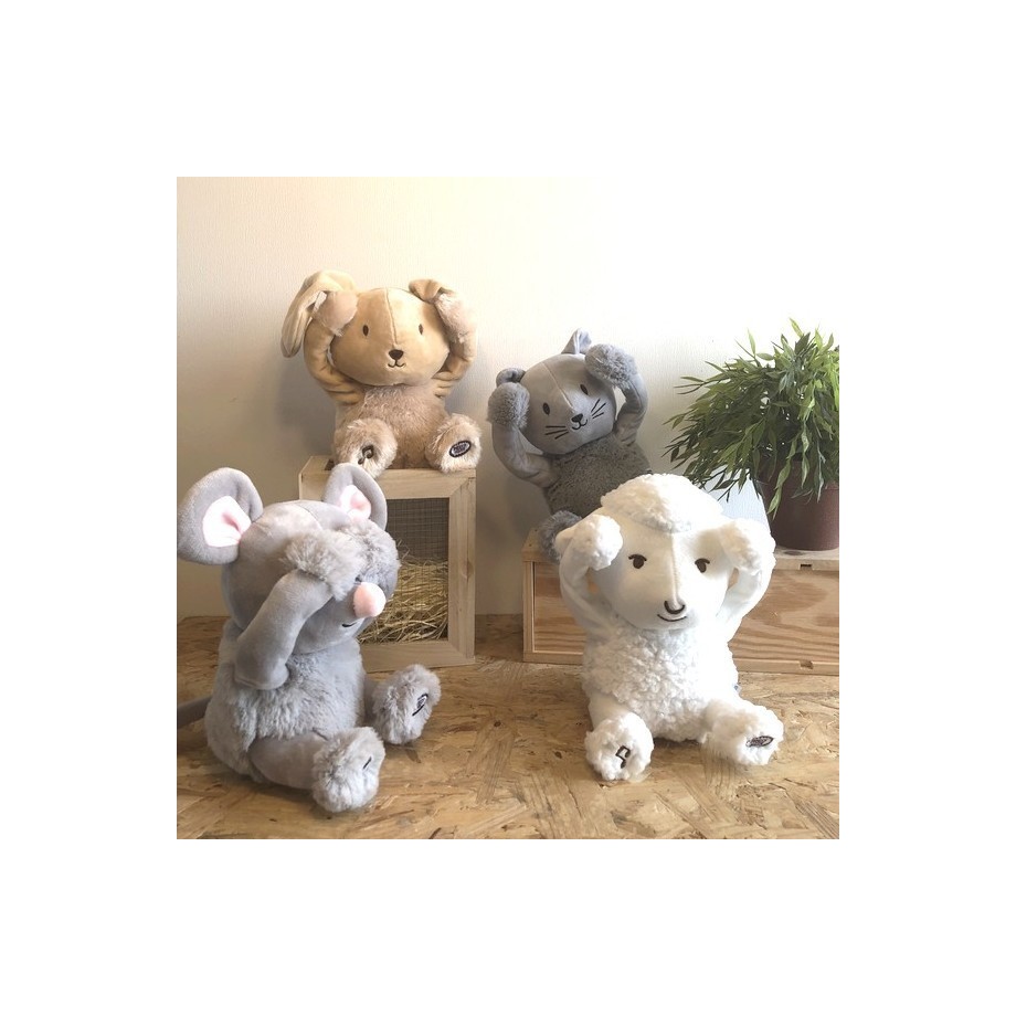 Peluche 2 fonctions Coucou et Comptine musicale Valentin le Lapin