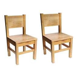 Lot de 2 - Chaises Enfant - En bois - Bois naturel - 4-7 ans