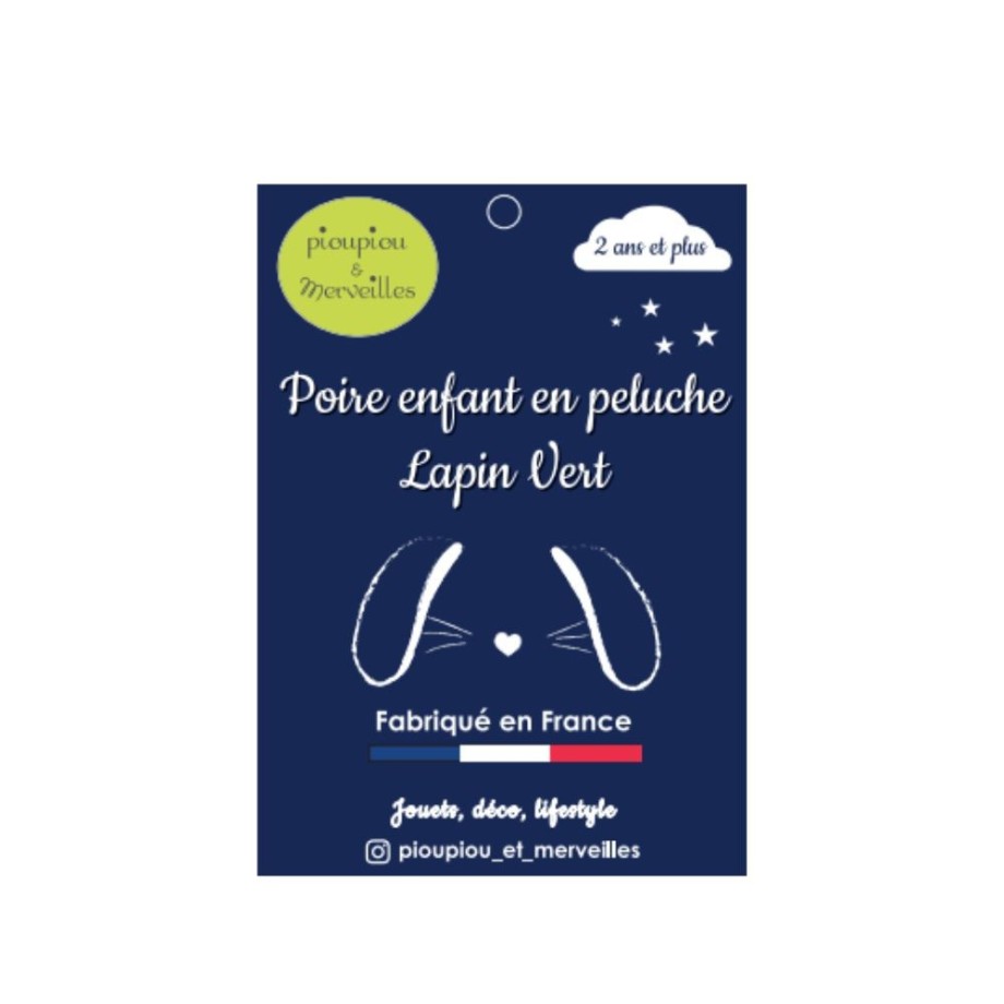 Poire en peluche pour enfant  - lapin vert - Made in France