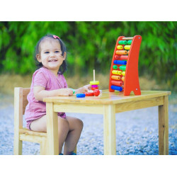 Ensemble Montessori - Table et Chaises enfant 1-4 ans - Rose et Bois naturel