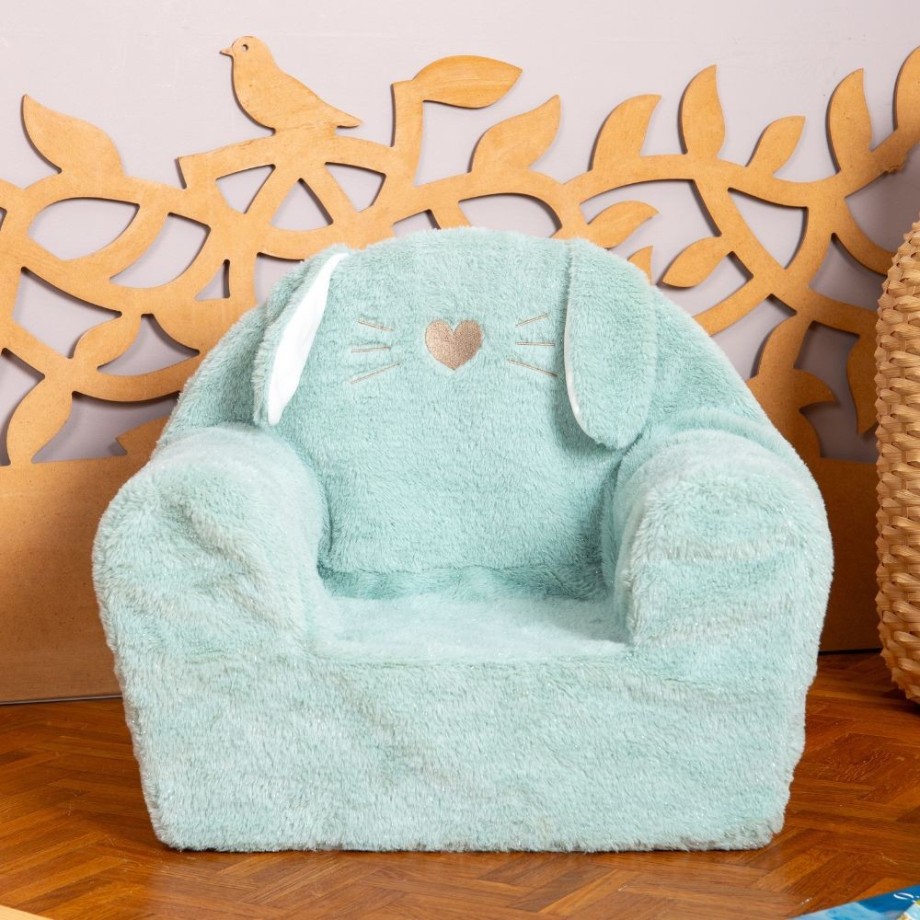 Fauteil club en peluche pour enfant  - lapin vert - Made in France