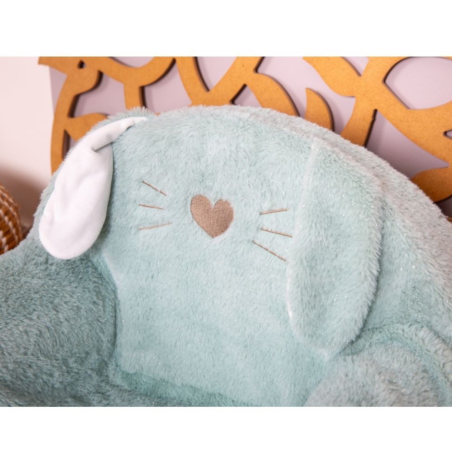 Fauteil club en peluche pour enfant  - lapin vert - Made in France