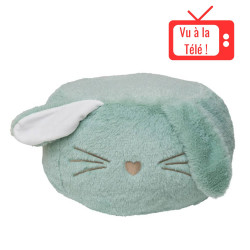 Pouf en peluche pour enfant 1-4 ans - Lapin vert - Made in France