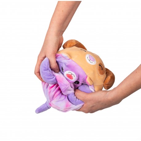 Peluche réversible Cushablez - Paxton Puppy 22cm - Marron/Violet