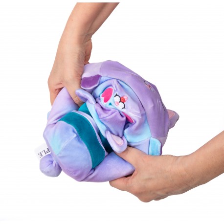 Peluche réversible Cushablez - Chat violet/bleu 22cm