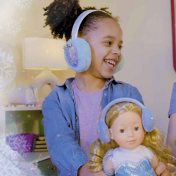 Poupée Bambolina en manteau gris 46cm - Avec ses accessoires pour cheveux, parle et chante