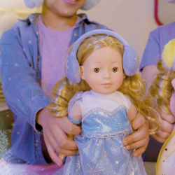Poupée Frostyzz Princesse des neiges avec cache-oreilles pour enfant - 30cm