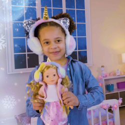 Poupée Frostyzz Licorne avec cache-oreilles pour enfant - 30cm