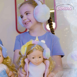 Poupée Bambolina en manteau gris 46cm - Avec ses accessoires pour cheveux, parle et chante