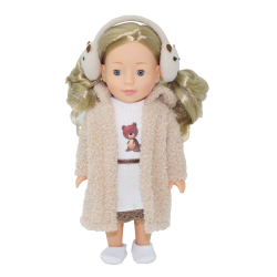 Poupée Bambolina en manteau gris 46cm - Avec ses accessoires pour cheveux, parle et chante