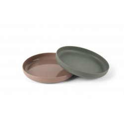 Dantoy - Set de 2 assiettes pour enfants BIOPLASTIQUE - Couleurs Taupe et Verte