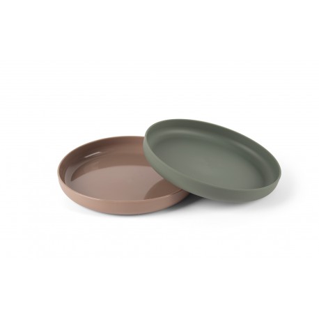 Dantoy - Set de 2 assiettes pour enfants BIOPLASTIQUE - Couleurs Taupe et Verte