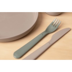 Dantoy - Set de 6 couverts pour enfants BIOPLASTIQUE - couleur Taupe et Verte