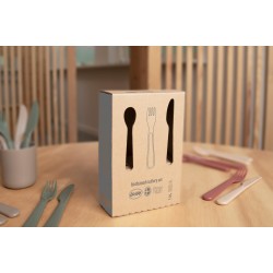 Dantoy - Set de 6 couverts pour enfants BIOPLASTIQUE - couleur Taupe et Verte