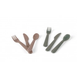 Dantoy - Set de 6 couverts pour enfants BIOPLASTIQUE - couleur Taupe et Verte