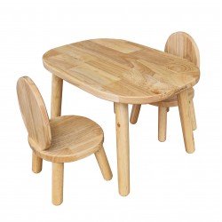 Ensemble Table et Chaises Enfant Ovaline Bois Naturel 1-4 ans