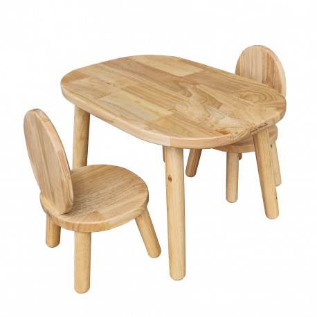 Ensemble Table et Chaises Enfant Ovaline Bois Naturel 1-4 ans