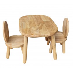 Ensemble Table et Chaises Enfant Ovaline Bois Naturel 1-4 ans